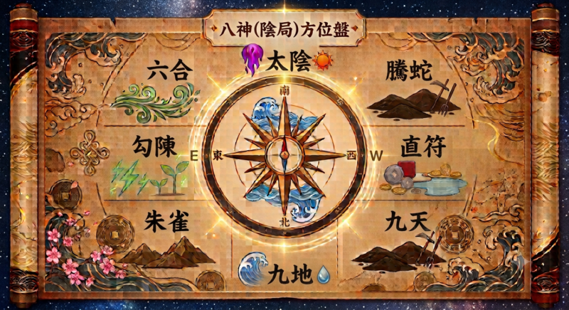 八神（陰局）方位盤（八神配置図）